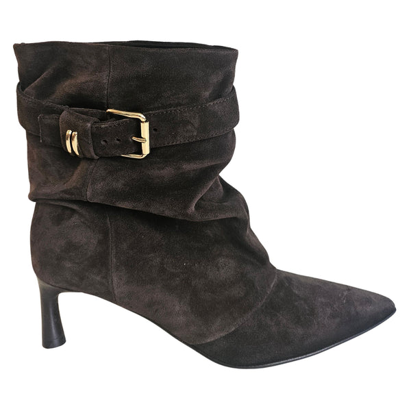 Halmanera, Stiefelette in dunkelbraunem Wildleder