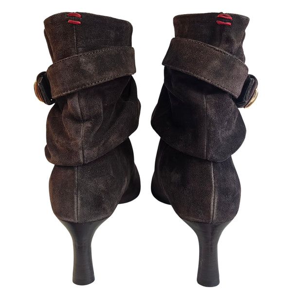 Halmanera, Stiefelette in dunkelbraunem Wildleder