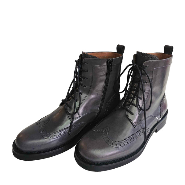 Homers, flache Schnürstiefelette in Grau