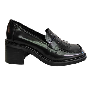 JHAY, Pennyloafer mit Tassel in Schwarz mit Blockabsatz