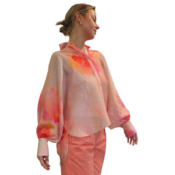 JIJI, Bluse ETTIÈNE in floraler Batikoptik Orange/Pink