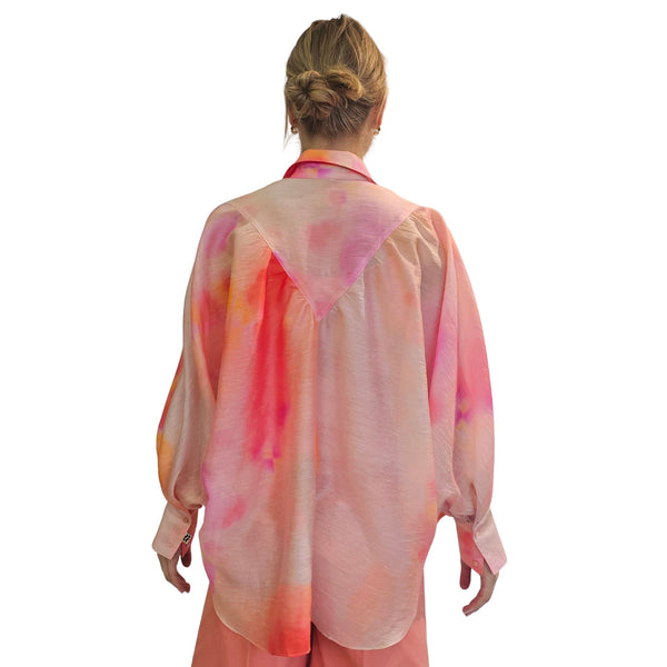 JIJI, Bluse ETTIÈNE in floraler Batikoptik Orange/Pink