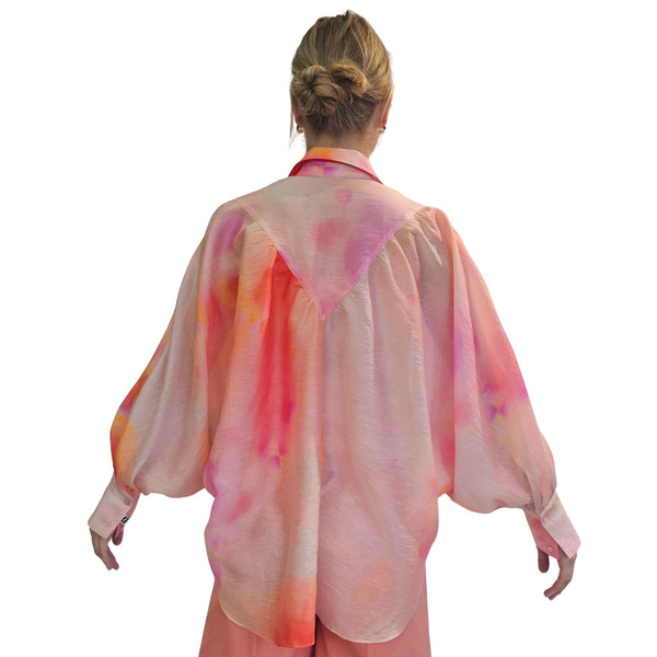 JIJI, Bluse ETTIÈNE in floraler Batikoptik Orange/Pink