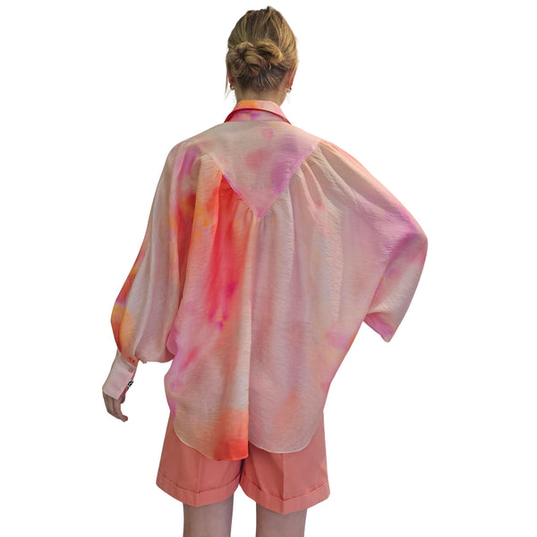 JIJI, Bluse ETTIÈNE in floraler Batikoptik Orange/Pink