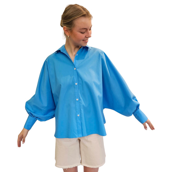 JIJI, weit geschnittene Bluse MARTIN in Himmelblau