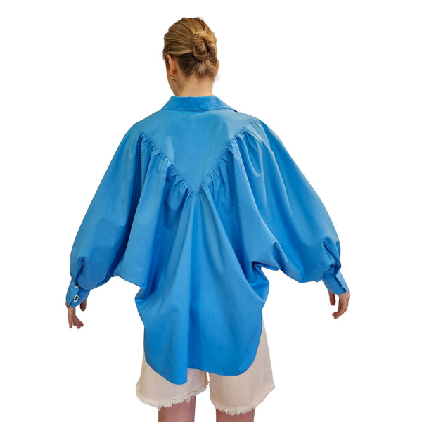 JIJI, weit geschnittene Bluse MARTIN in Himmelblau