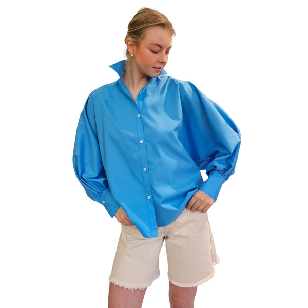 JIJI, weit geschnittene Bluse MARTIN in Himmelblau