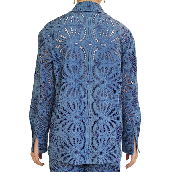 Joyce & Girls, Bluse "SYLMA" mit Lochmuster in Denim