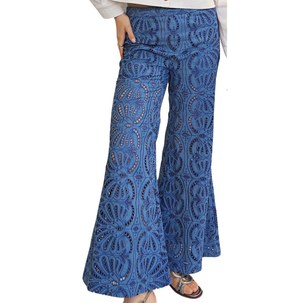 Joyce & Girls, Schlaghose "DENIM LACE - MUSTARD" in Denim Blue
