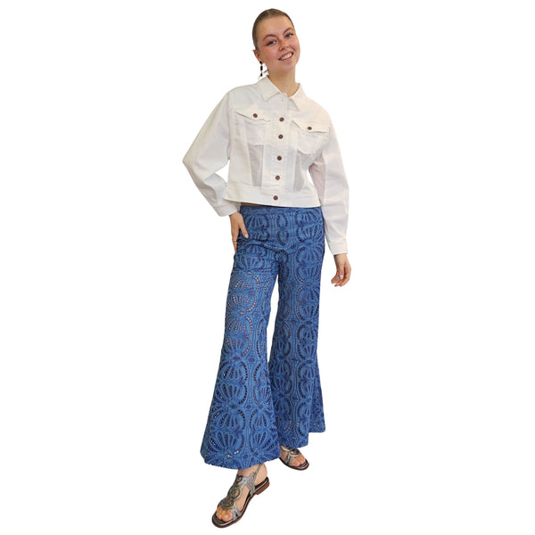 Joyce & Girls, Schlaghose "DENIM LACE - MUSTARD" in Denim Blue