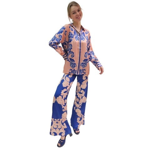 Joyce & Girls, Tunikabluse in Altrosa-Royalblau