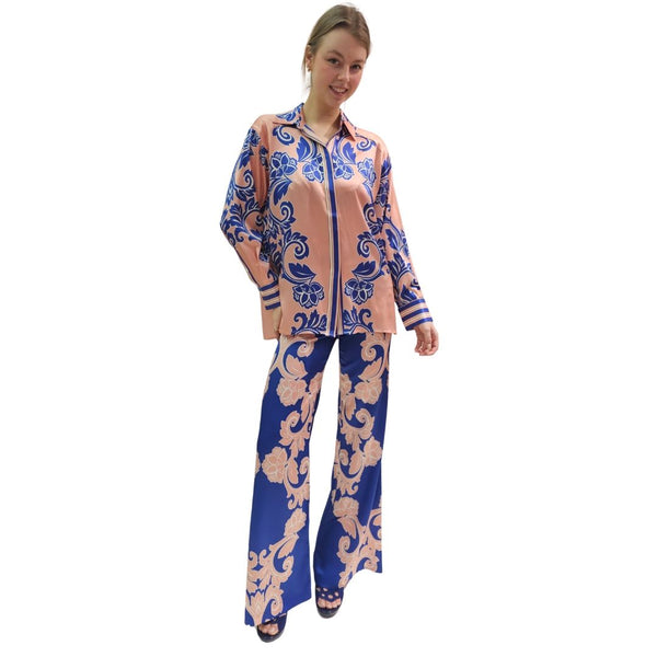 Joyce & Girls, Tunikabluse RIHJAD in Altrosa-Royalblau