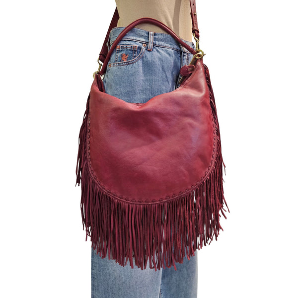 Caterina Lucchi, Halbmond Umhängetasche groß, Burgunderrot