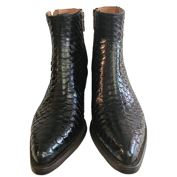 La Bottega di Lisa, Schlangenleder Stiefelette in Schwarz