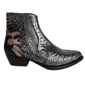 La Bottega di Lisa, Anthrazitfarbene Stiefelette im Cowboystyle