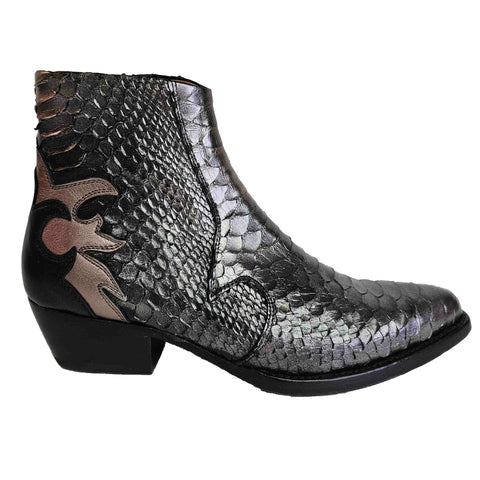 La Bottega di Lisa, Anthrazitfarbene Stiefelette im Cowboystyle