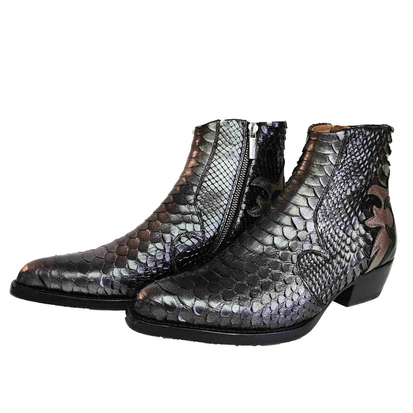 La Bottega di Lisa, Anthrazitfarbene Stiefelette im Cowboystyle