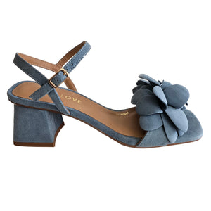 Lodi Love, Sandalette mit Blüten in Jeansblau