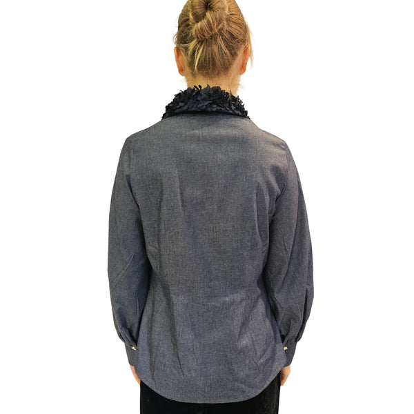 Marianna Déri, Baumwollbluse in Jeansblau