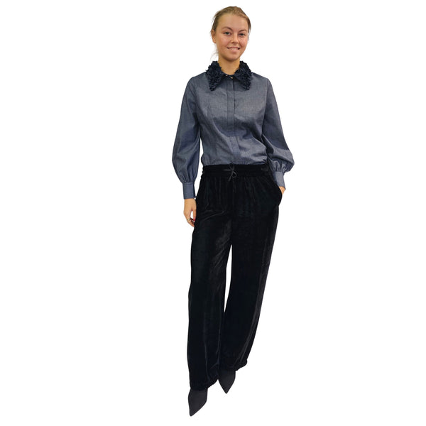 Marianna Déri, Baumwollbluse in Jeansblau