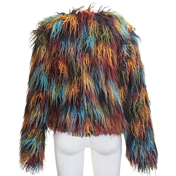 Marianna Déri, bunte Fellimitat Kurzjacke