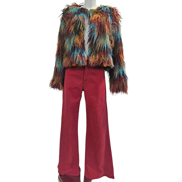 Marianna Déri, bunte Fellimitat Kurzjacke