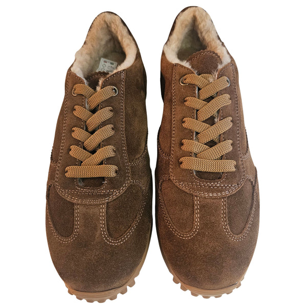 Milliways, Sneaker mit Lammfell in Cognac