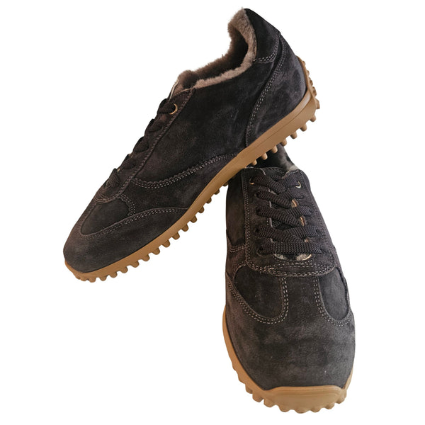 Milliways, Sneaker mit Lammfell in Dunkelbraun