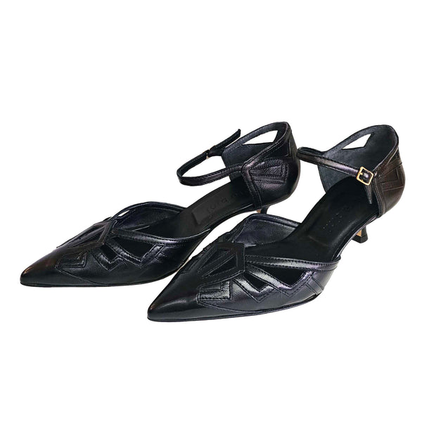 Mara Bini, spitzer Riemchenpumps in Schwarz