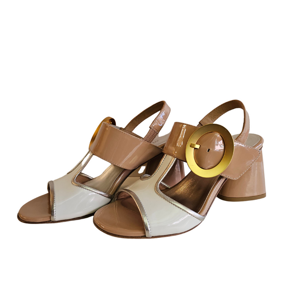 Mara Bini, Sandalette in Altrosa und Weiß