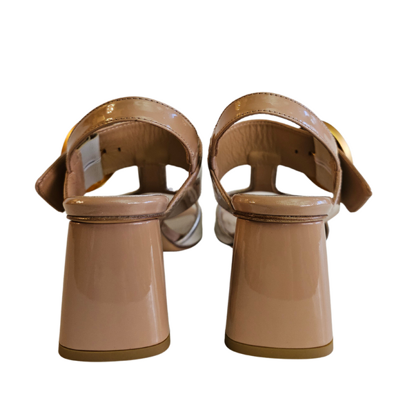 Mara Bini, Sandalette in Altrosa und Weiß
