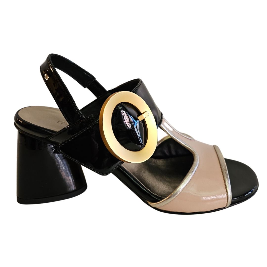 Mara Bini, Sandalette in Schwarz mit Altrosa