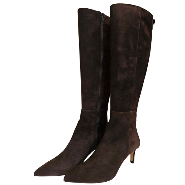 Mascaro, elegante Stiefel aus feinem Wildleder in Dunkelbraun