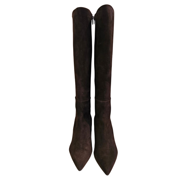 Mascaro, elegante Stiefel aus feinem Wildleder in Dunkelbraun
