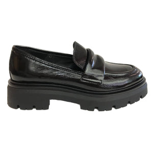 Milliways, schwarzer Lackleder-Loafer im Collegestil