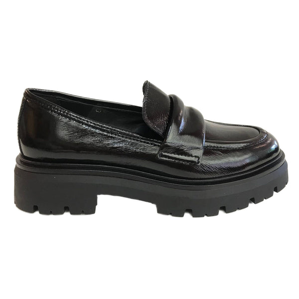 Milliways, schwarzer Lackleder-Loafer im Collegestil