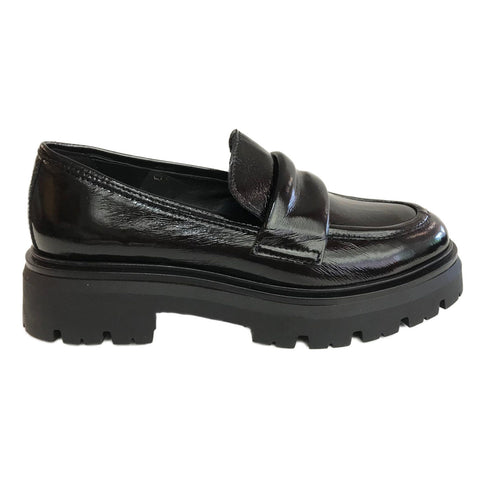 Milliways, schwarzer Lackleder-Loafer im Collegestil