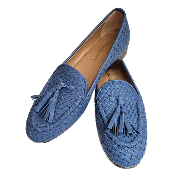 Milliways, Flechtleder-Slipper in Jeansblau