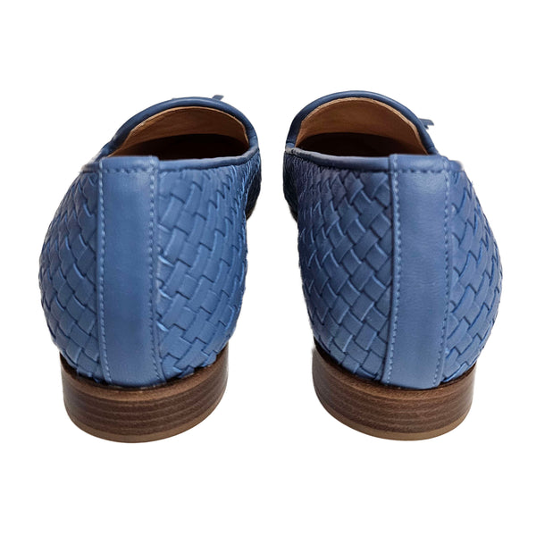 Milliways, Flechtleder-Slipper in Jeansblau