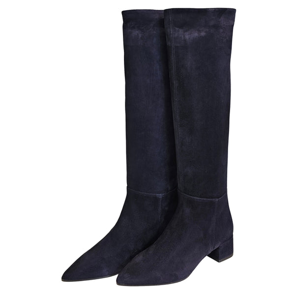 Milliways, Langschaftstiefel in Wildleder, Dunkelblau