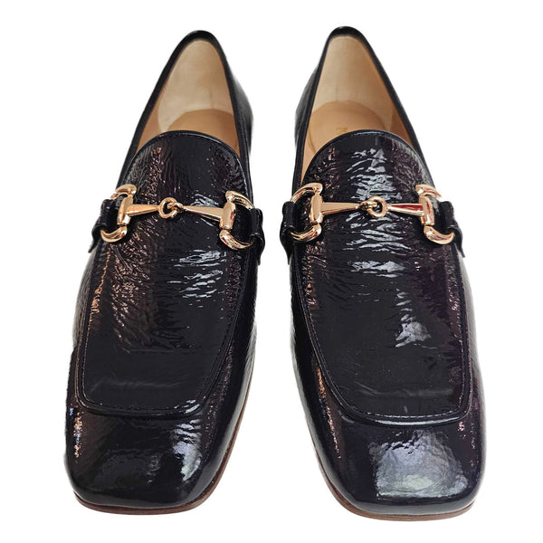 Milliways, Knautschlackleder-Loafer in Dunkelblau