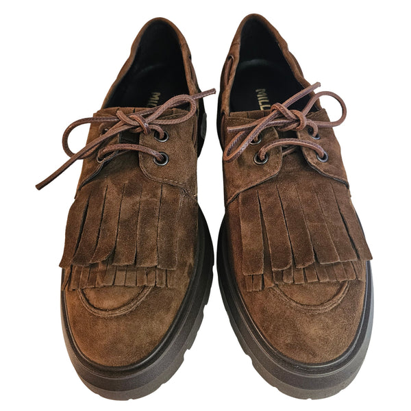 Milliways, Loafer mit Fransen und Schnürung, Tabacobraun