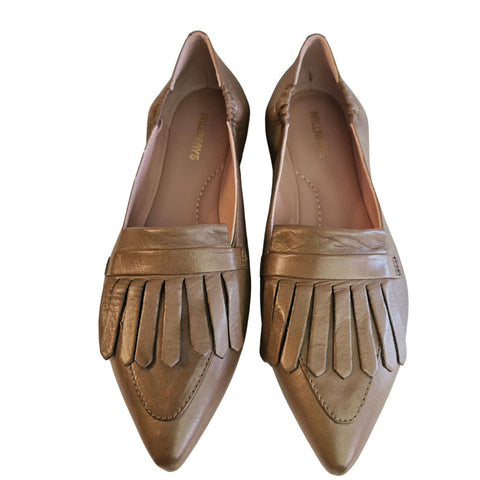 Milliways, Taupefarbener Nappalederslipper mit Fransenlasche