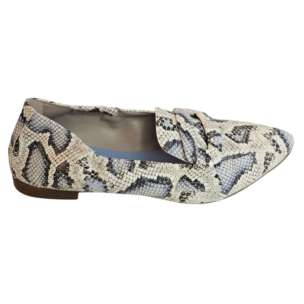 Milliways, Slipper in Snake Print, Creme/Hellblau/Hellgrau