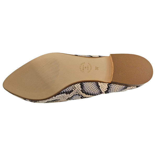 Milliways, Slipper in Snake Print, Creme/Hellblau/Hellgrau