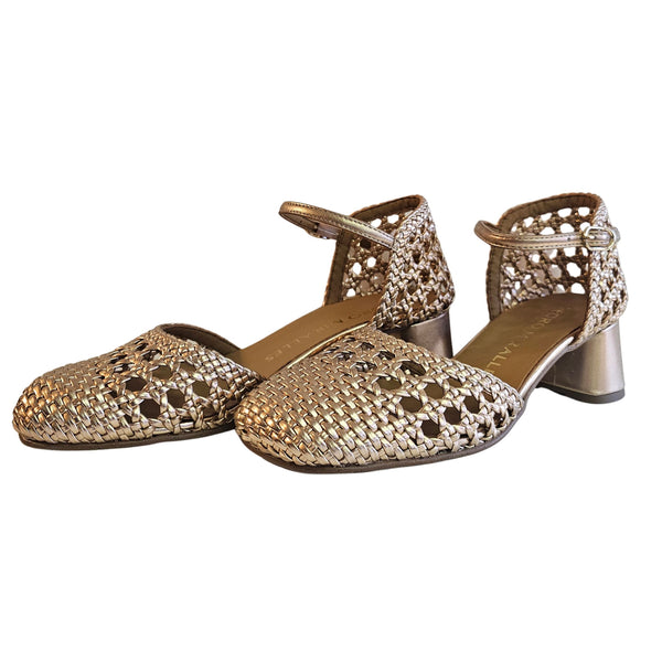 Pedro Miralles, Flechtsandalette in Rosegold