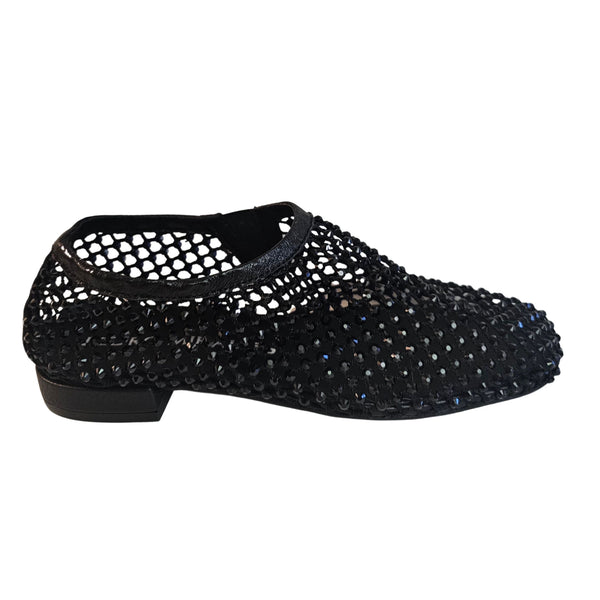 Pedro Miralles, Netz-Ballerina mit Schmucksteinen in Schwarz