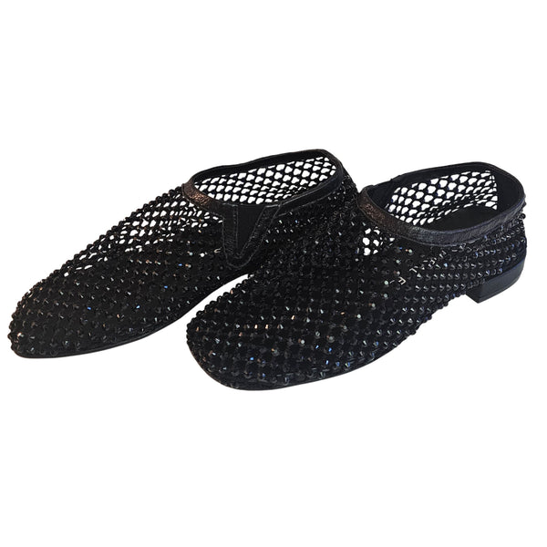 Pedro Miralles, Netz-Ballerina mit Schmucksteinen in Schwarz