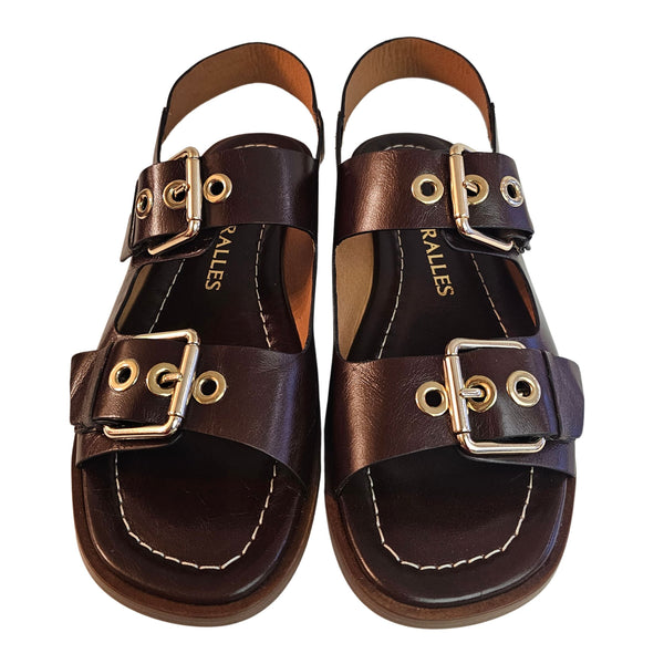 Pedro Miralles, flache Sandalette in Dunkelbraun