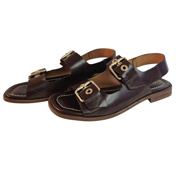 Pedro Miralles, flache Sandalette in Dunkelbraun